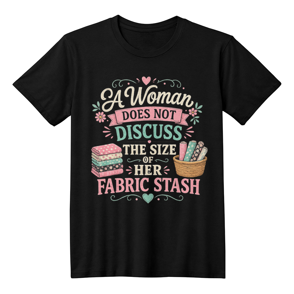 A Woman Does not Discuss Fabric Stash Size T Shirt