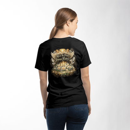 Rest In Peace Joann Fabrics Memorial T-Shirt Back Print