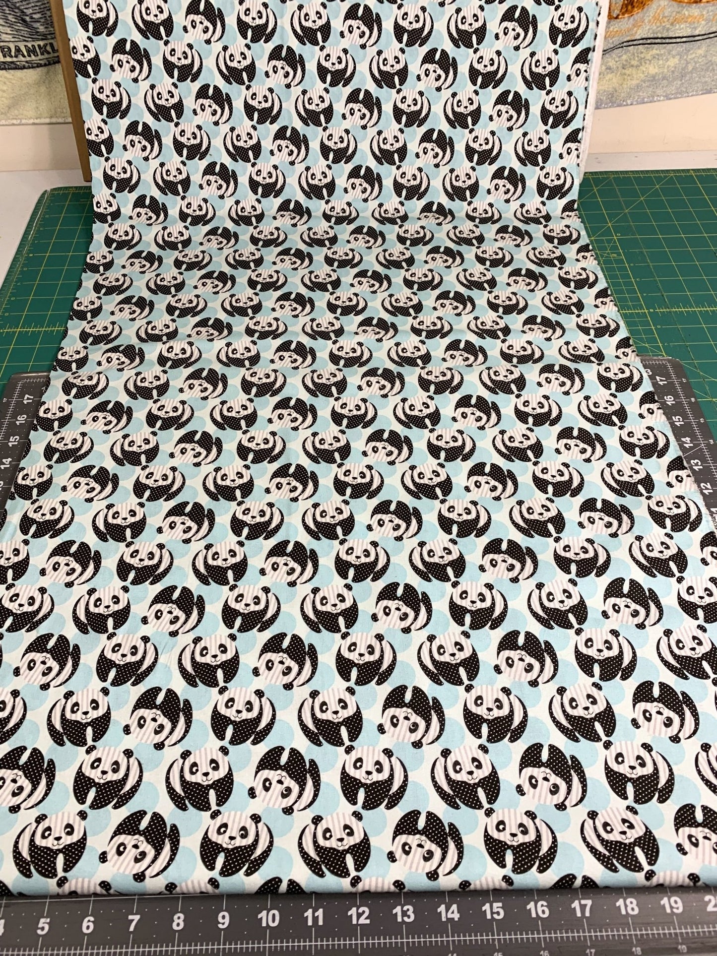 At the Zoo Blue panda bear fabric 6602 Panda bears fabric - Mary Jo Fabrics