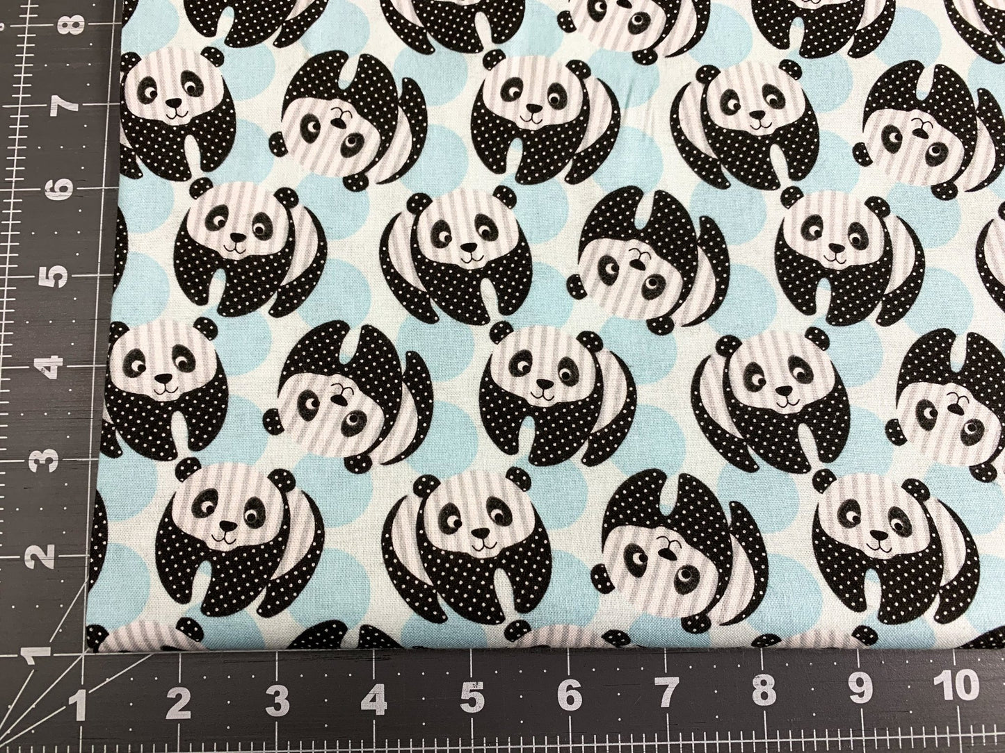 At the Zoo Blue panda bear fabric 6602 Panda bears fabric - Mary Jo Fabrics