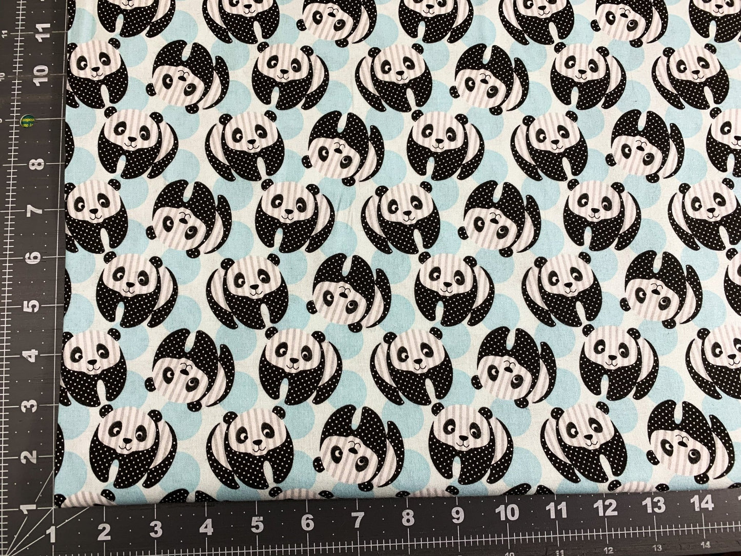 At the Zoo Blue panda bear fabric 6602 Panda bears fabric - Mary Jo Fabrics