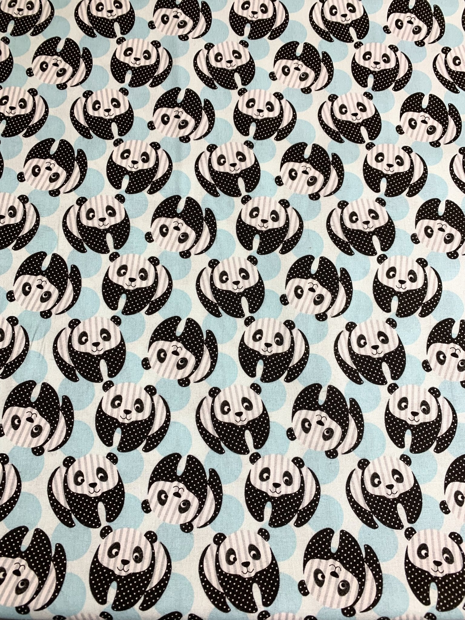 At the Zoo Blue panda bear fabric 6602 Panda bears fabric - Mary Jo Fabrics