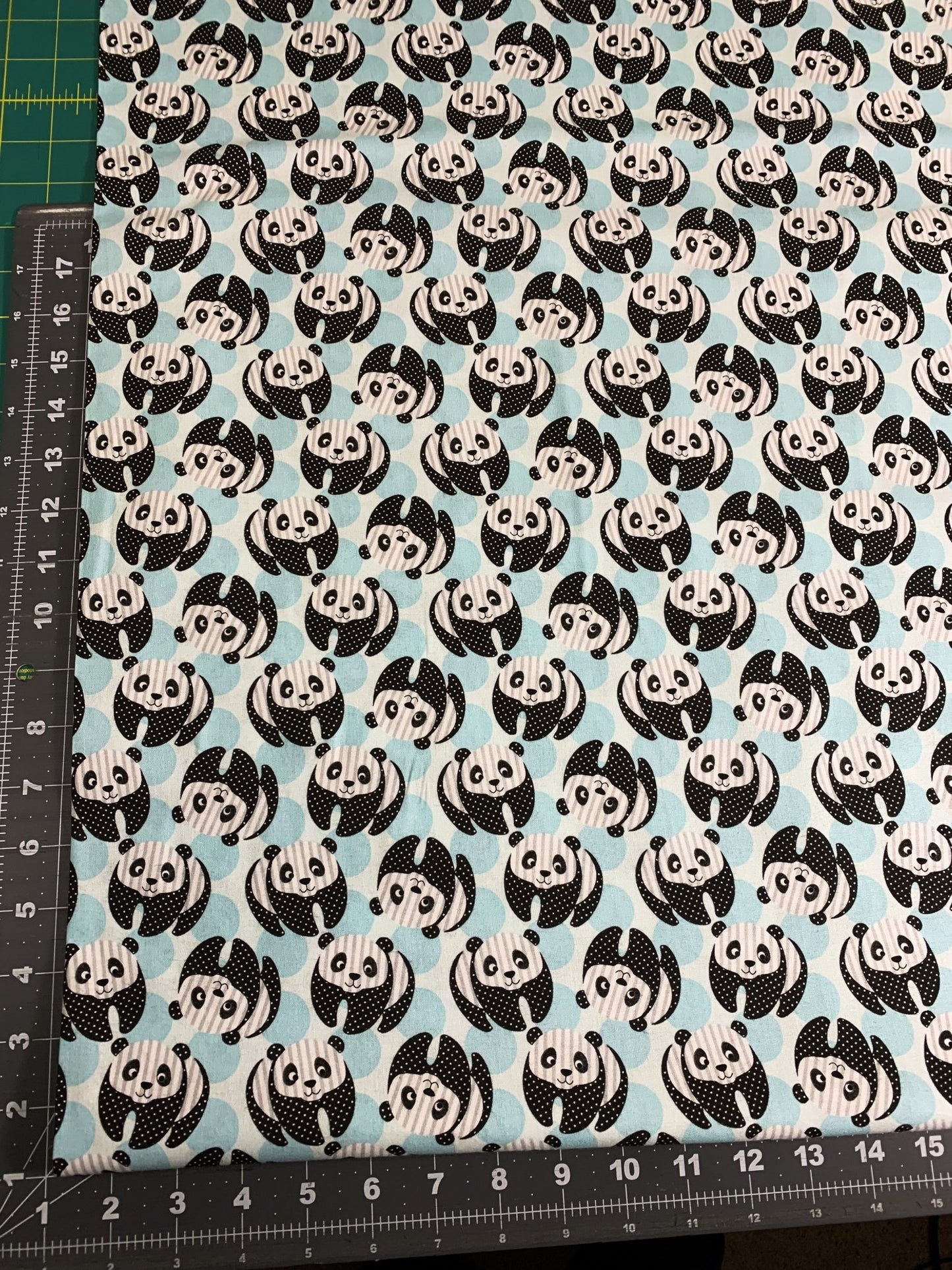 At the Zoo Blue panda bear fabric 6602 Panda bears fabric - Mary Jo Fabrics