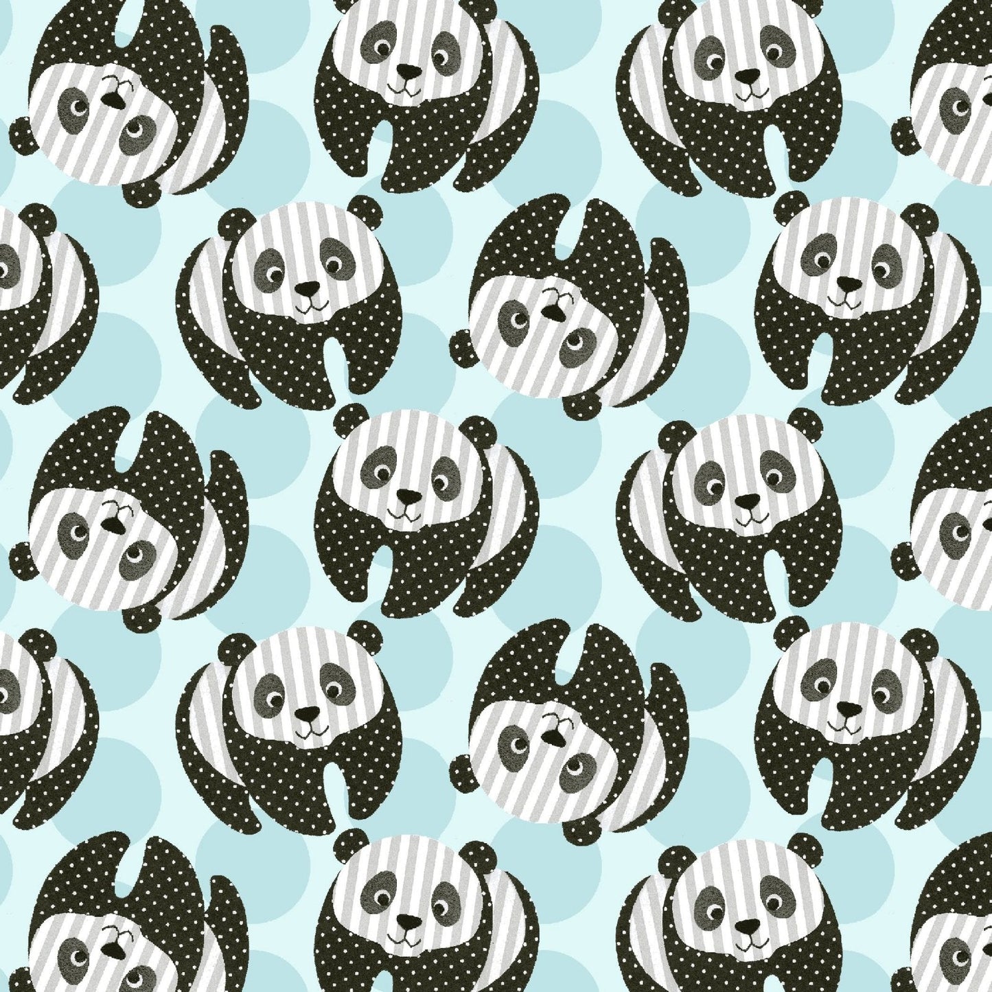 At the Zoo Blue panda bear fabric 6602 Panda bears fabric - Mary Jo Fabrics