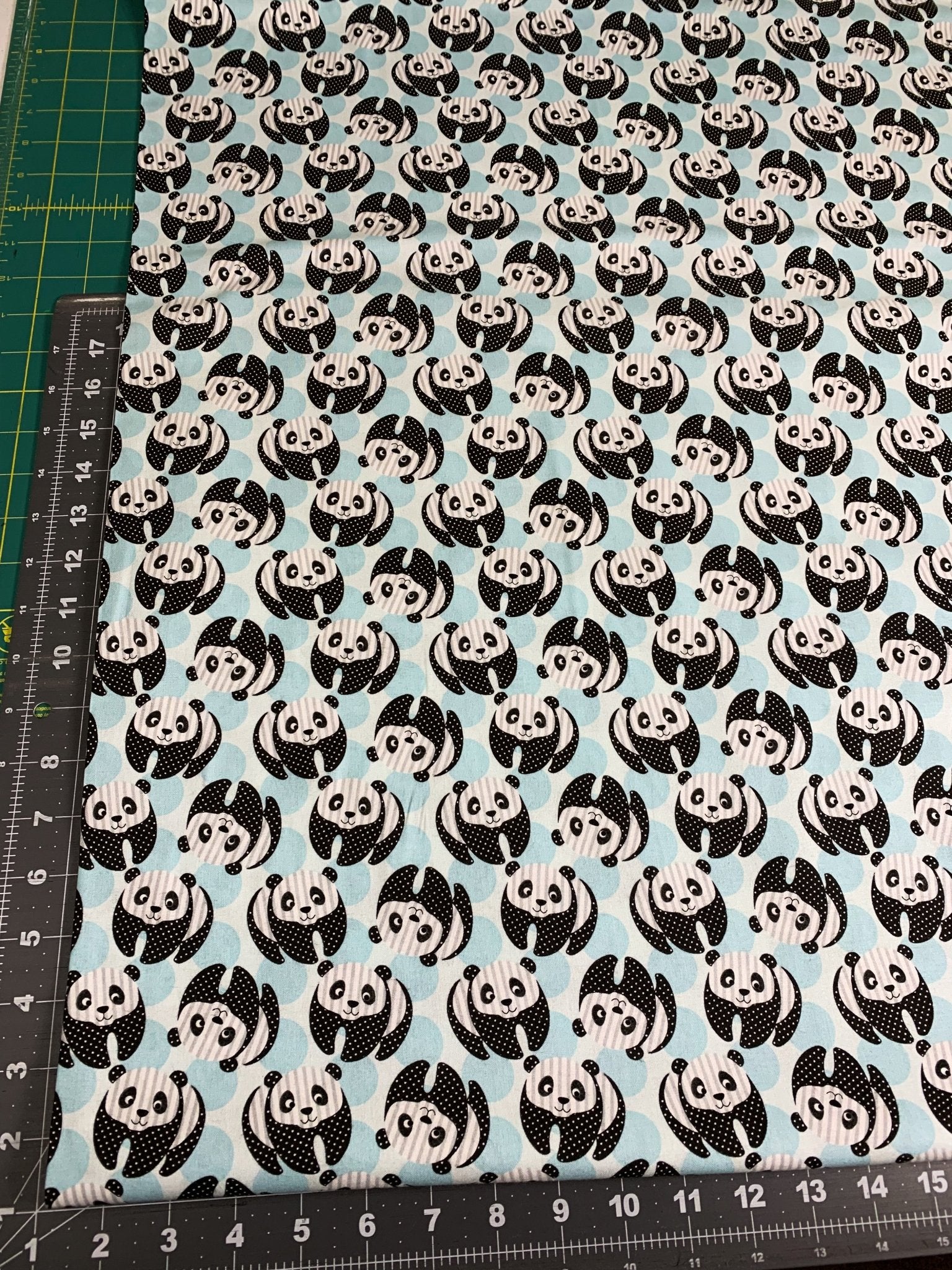 At the Zoo Blue panda bear fabric 6602 Panda bears fabric - Mary Jo Fabrics