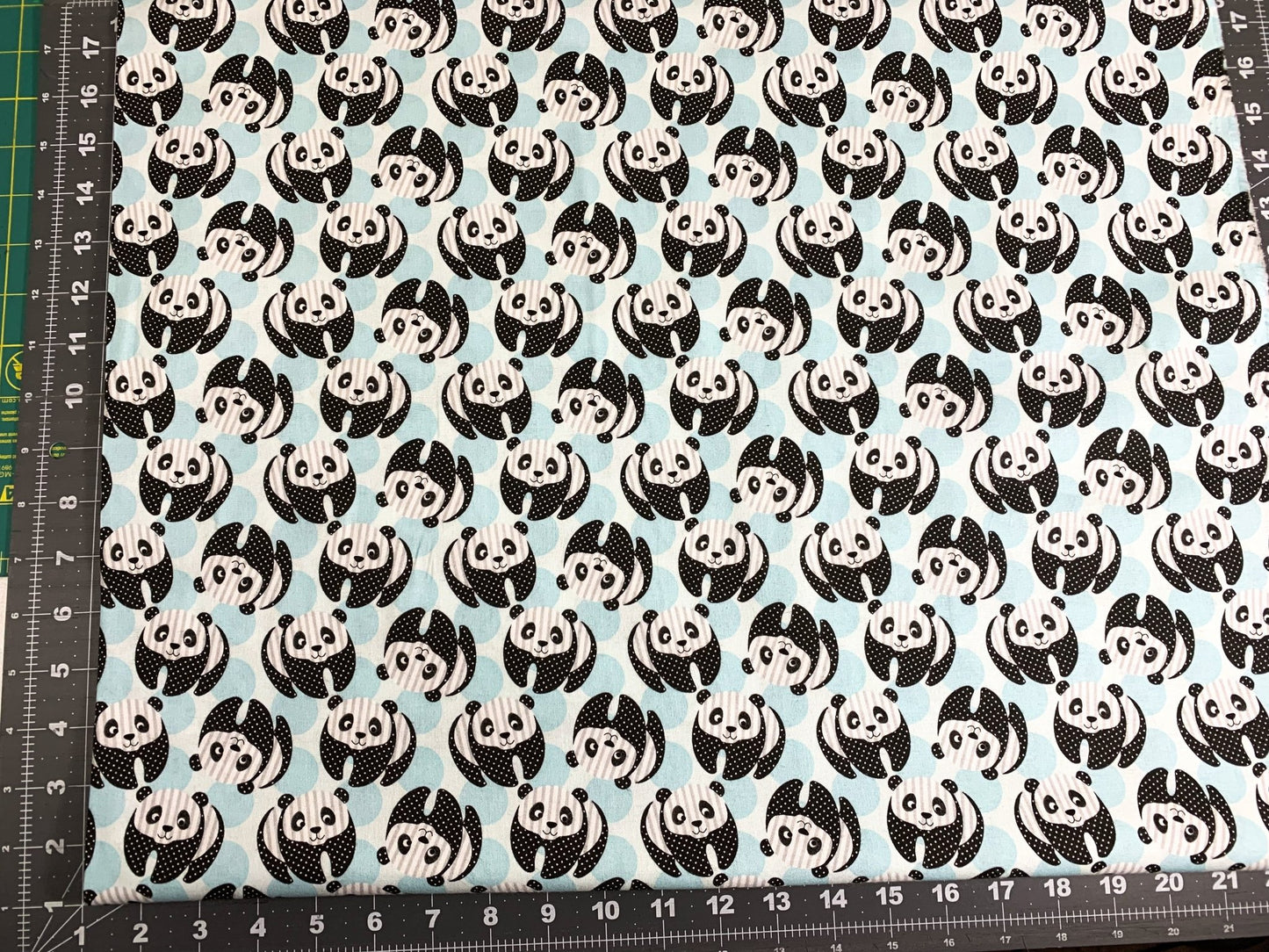 At the Zoo Blue panda bear fabric 6602 Panda bears fabric - Mary Jo Fabrics