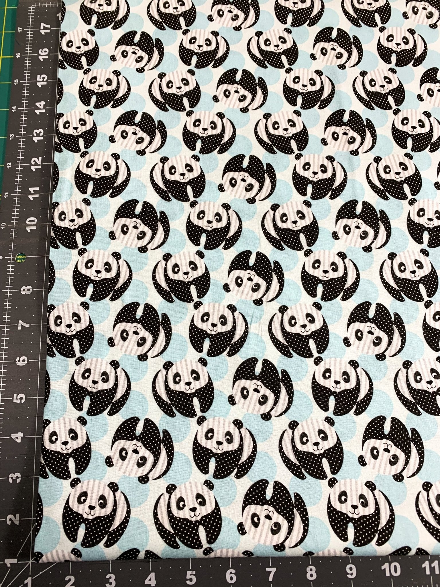 At the Zoo Blue panda bear fabric 6602 Panda bears fabric - Mary Jo Fabrics