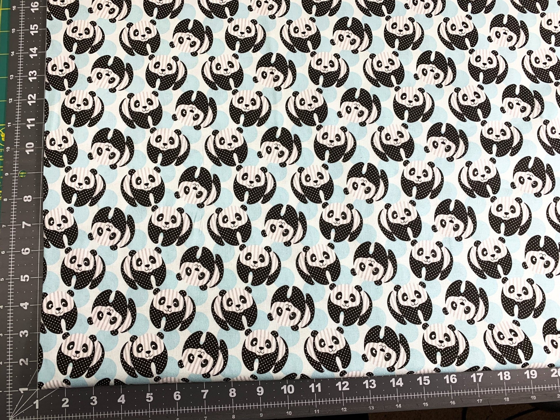 At the Zoo Blue panda bear fabric 6602 Panda bears fabric - Mary Jo Fabrics