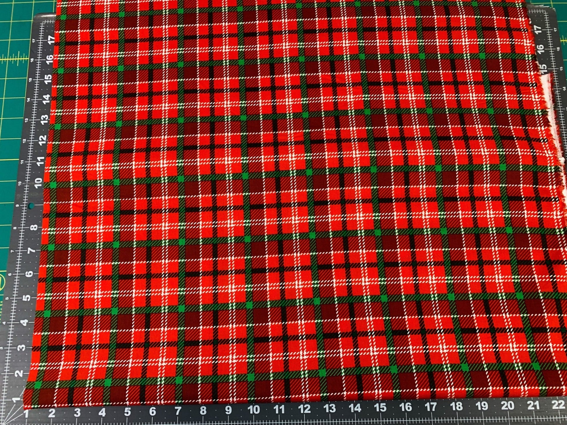 Atwood Plaid fabric DX - 2373 Red Green plaid fabric - Mary Jo Fabrics