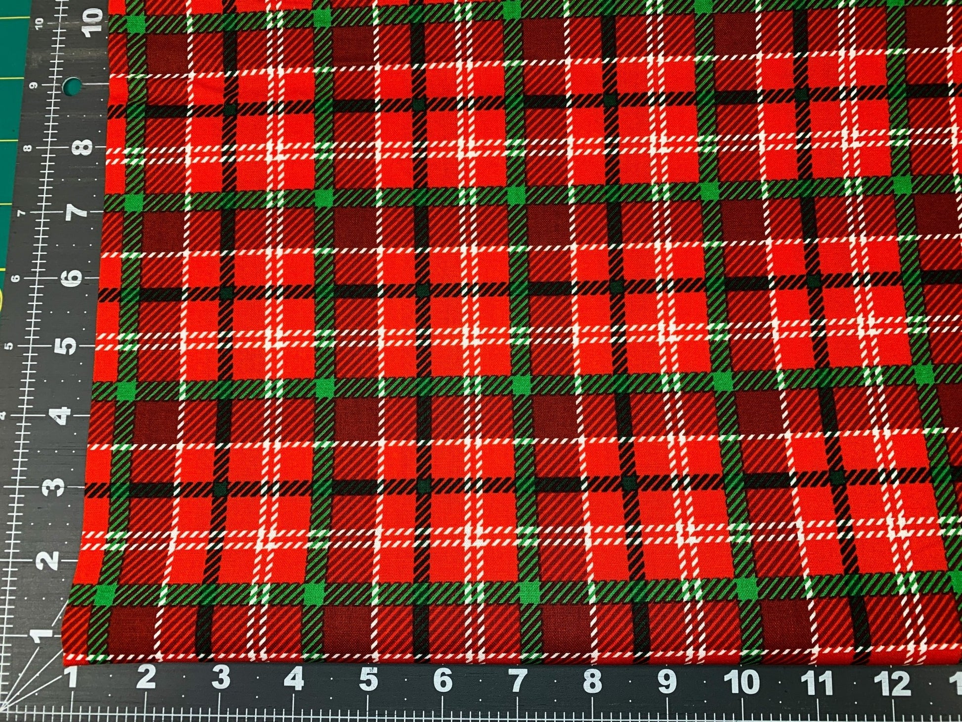 Atwood Plaid fabric DX - 2373 Red Green plaid fabric - Mary Jo Fabrics