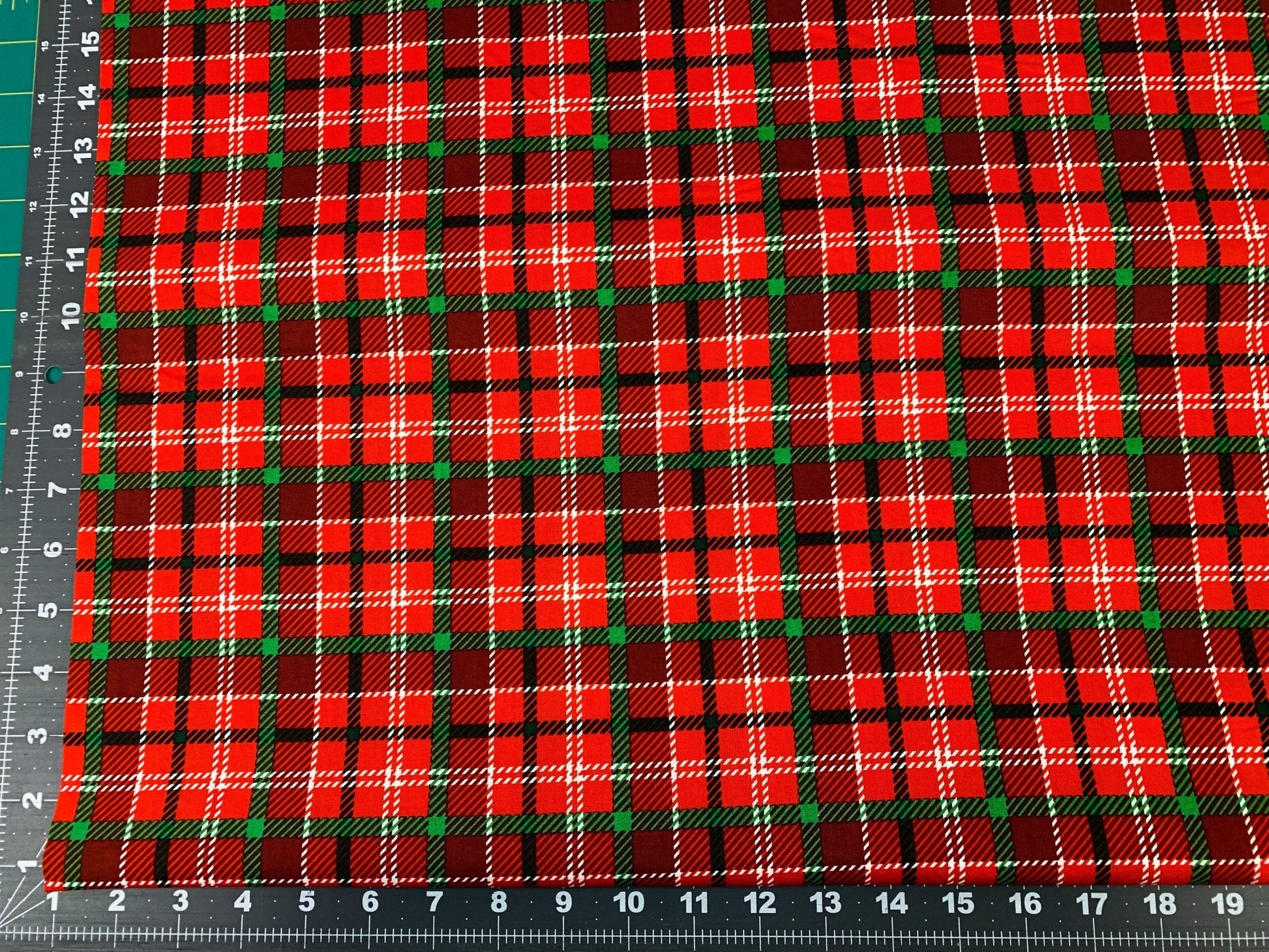 Atwood Plaid fabric DX - 2373 Red Green plaid fabric - Mary Jo Fabrics