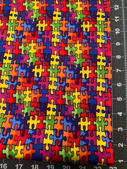 Autism Awareness fabric 19596 Puzzle fabric - Mary Jo Fabrics