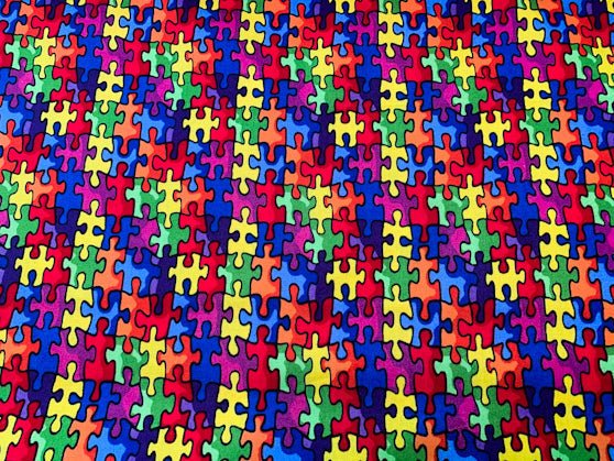 Autism Awareness fabric 19596 Puzzle fabric - Mary Jo Fabrics