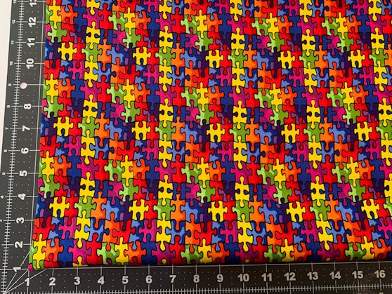 Autism Awareness fabric 19596 Puzzle fabric - Mary Jo Fabrics