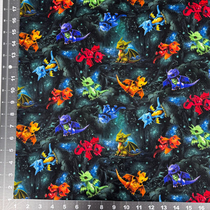 Baby Dragons fabric CD3087 Cute Dragon Toss - Mary Jo Fabrics