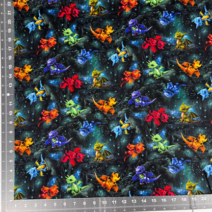 Baby Dragons fabric CD3087 Cute Dragon Toss - Mary Jo Fabrics