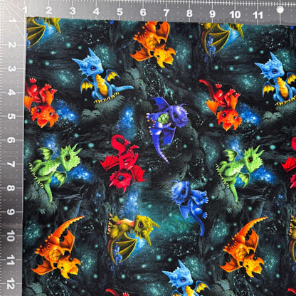 Baby Dragons fabric CD3087 Cute Dragon Toss - Mary Jo Fabrics