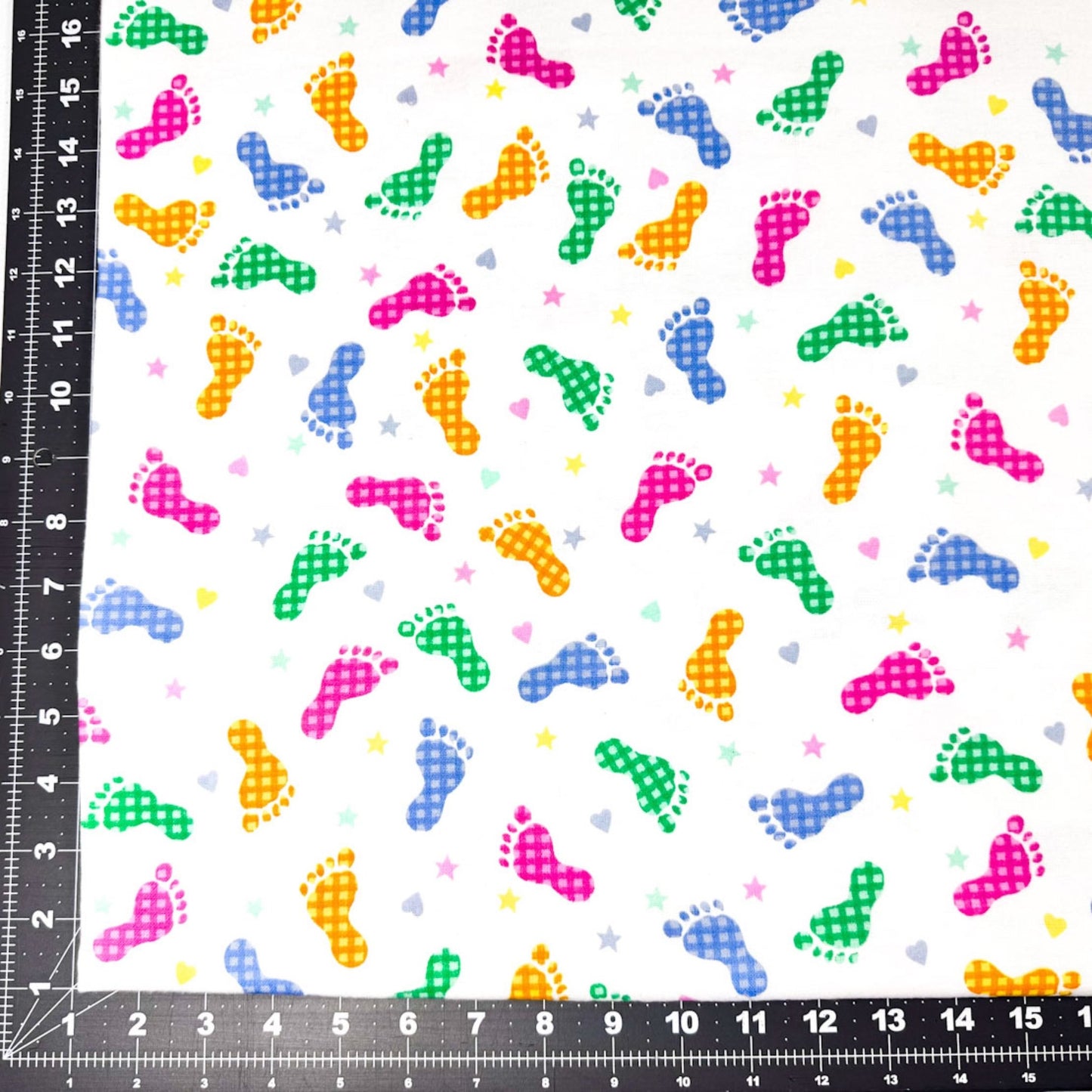 Baby Footprint FLANNEL 9307-124 Pastel Baby Feet - Mary Jo Fabrics