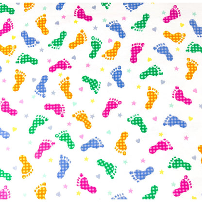 Baby Footprint FLANNEL 9307-124 Pastel Baby Feet - Mary Jo Fabrics