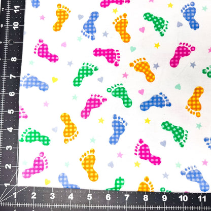 Baby Footprint FLANNEL 9307-124 Pastel Baby Feet - Mary Jo Fabrics