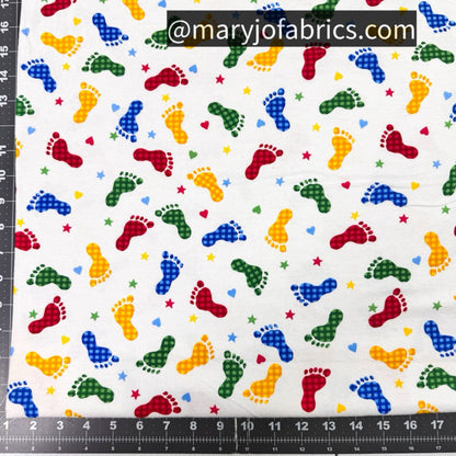 Baby Footprint FLANNEL 9307 - 78 Feet Prints - Mary Jo Fabrics