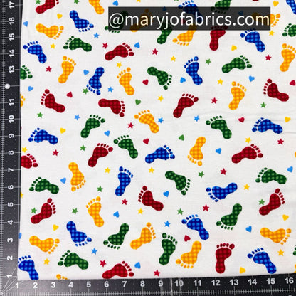 Baby Footprint FLANNEL 9307 - 78 Feet Prints - Mary Jo Fabrics