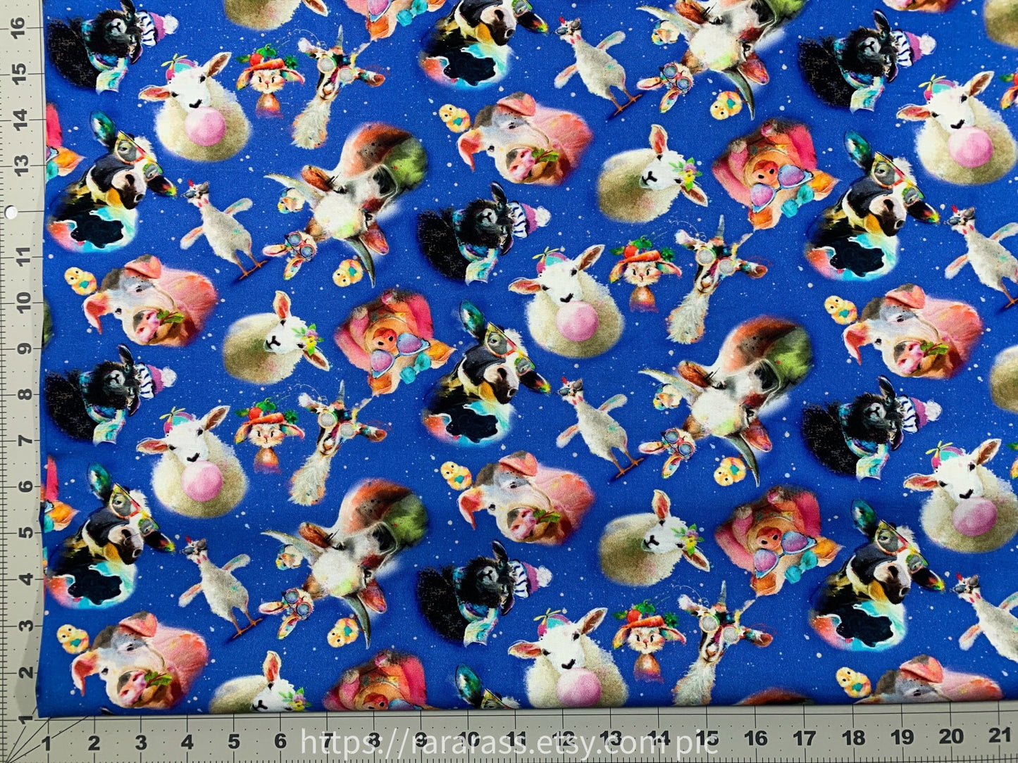 Back to the Farm Animal fabric 23043 goat pig - Mary Jo Fabrics