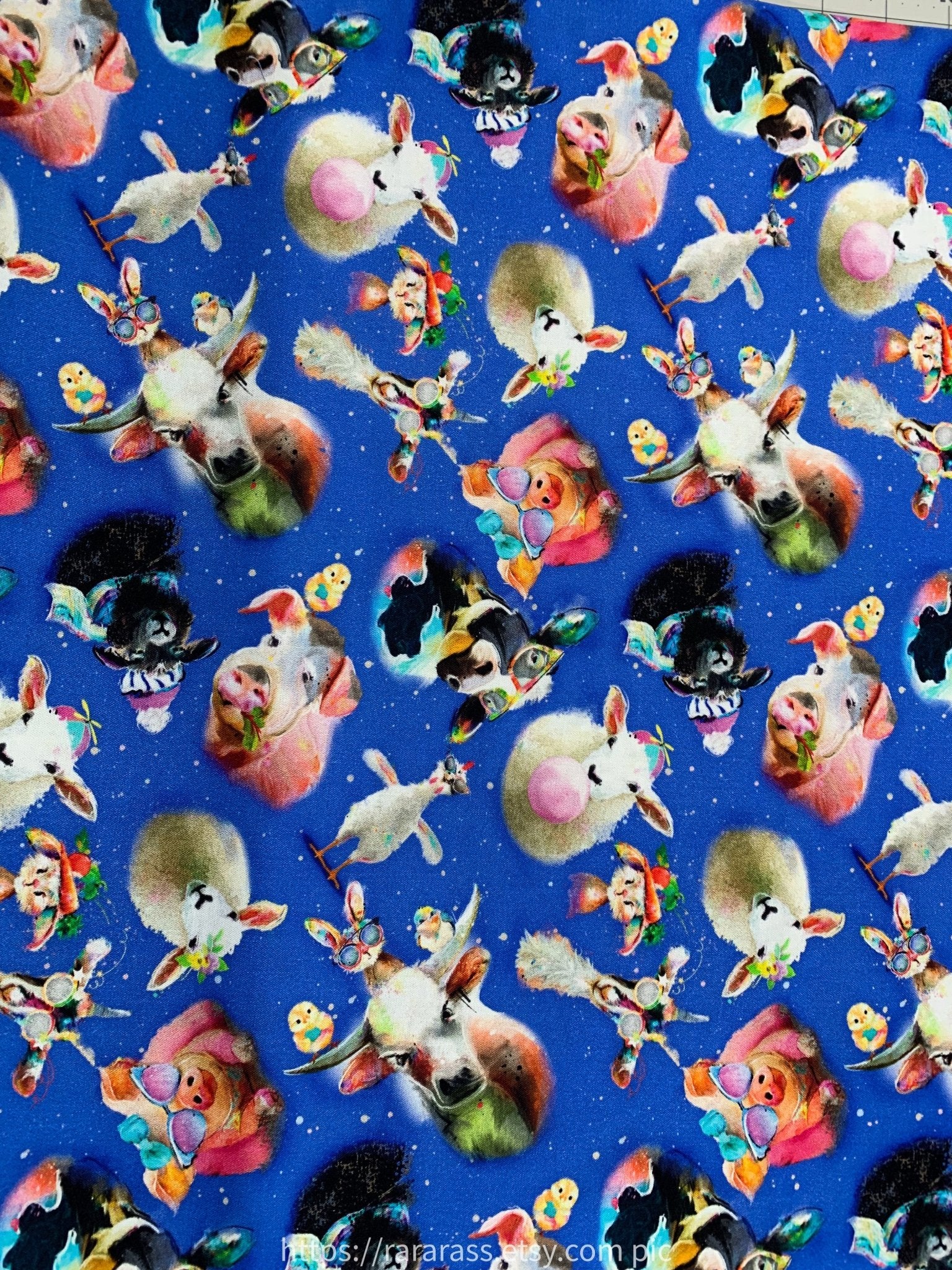 Back to the Farm Animal fabric 23043 goat pig - Mary Jo Fabrics