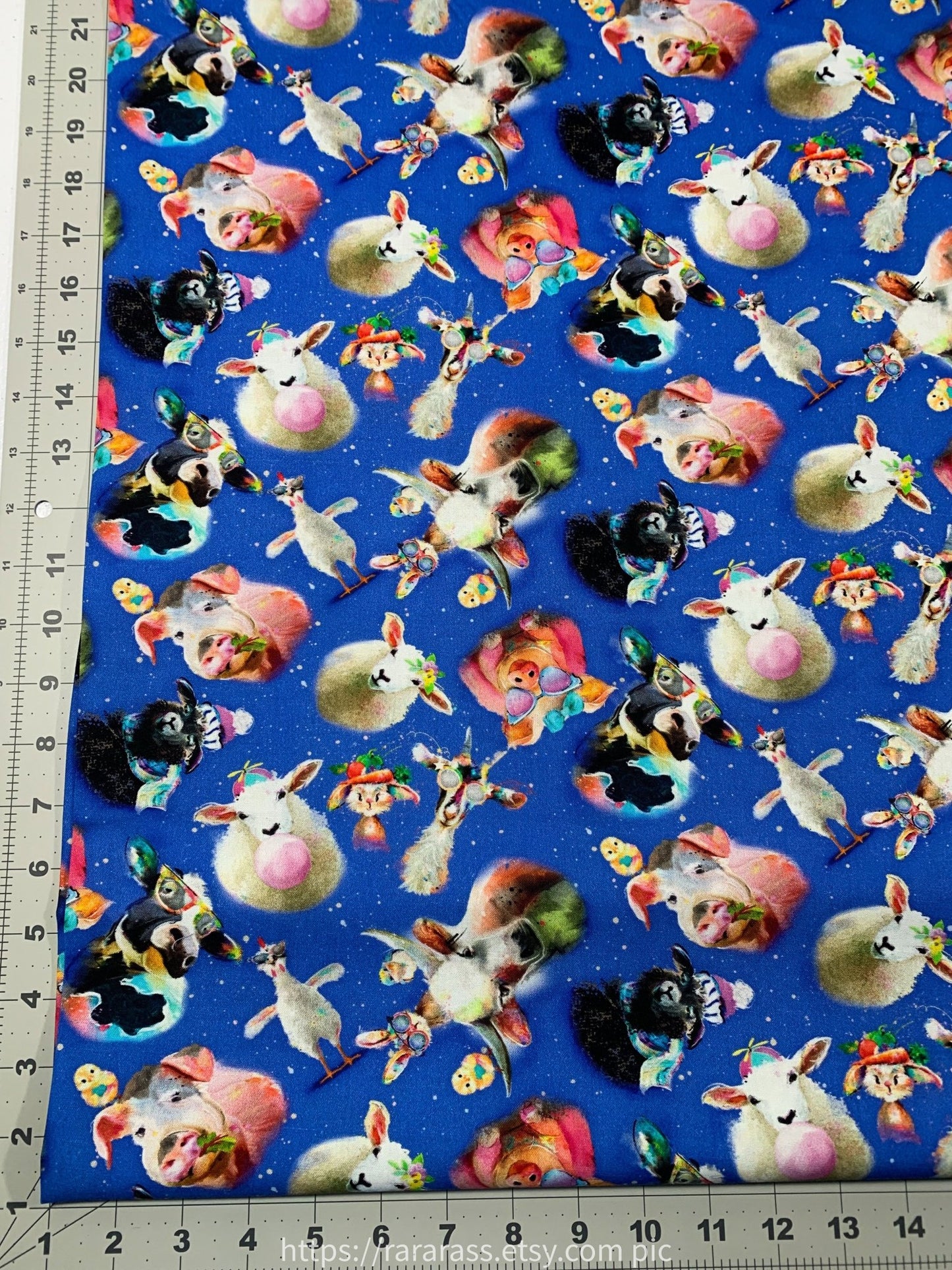 Back to the Farm Animal fabric 23043 goat pig - Mary Jo Fabrics