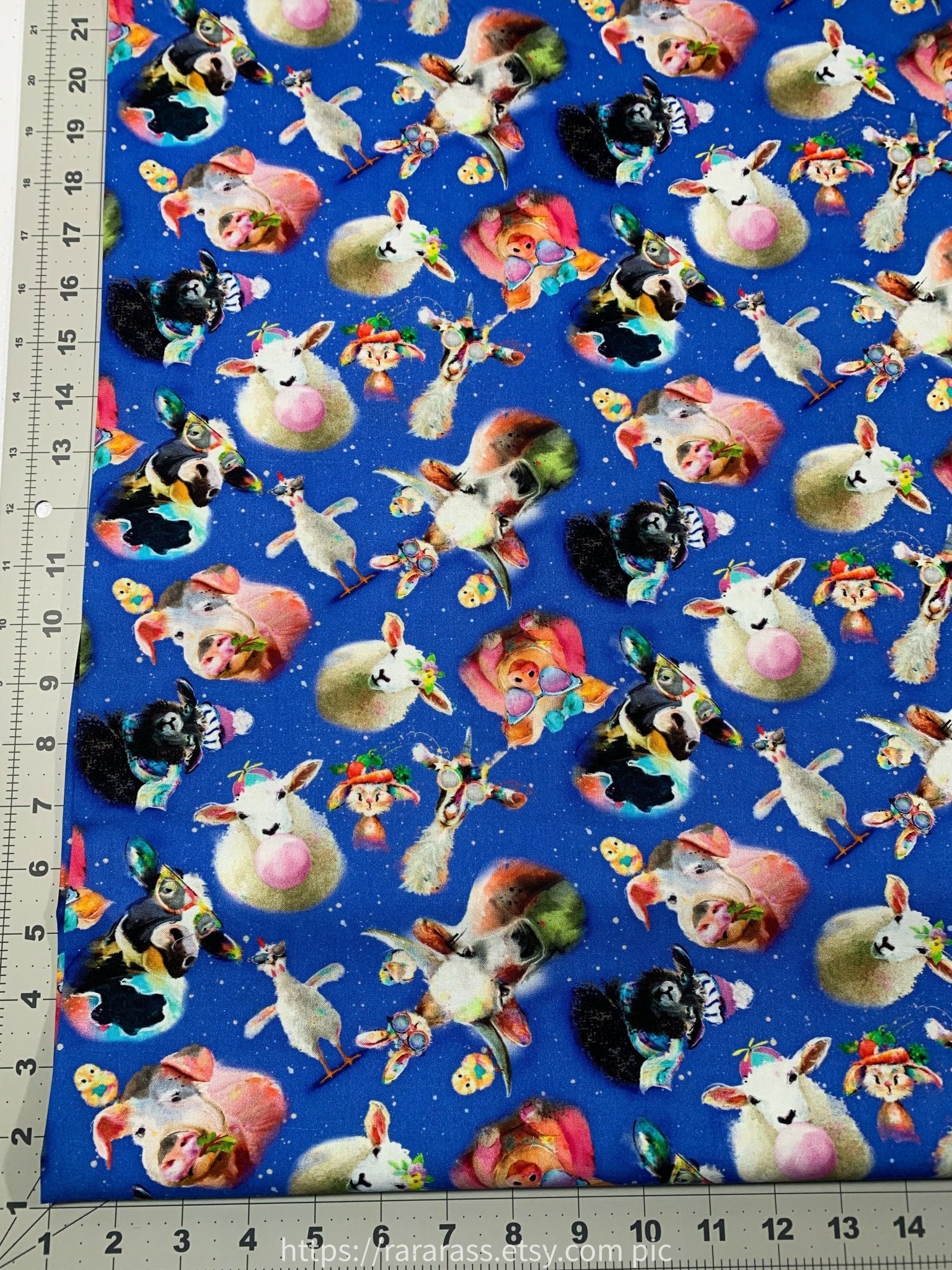 Back to the Farm Animal fabric 23043 goat pig - Mary Jo Fabrics