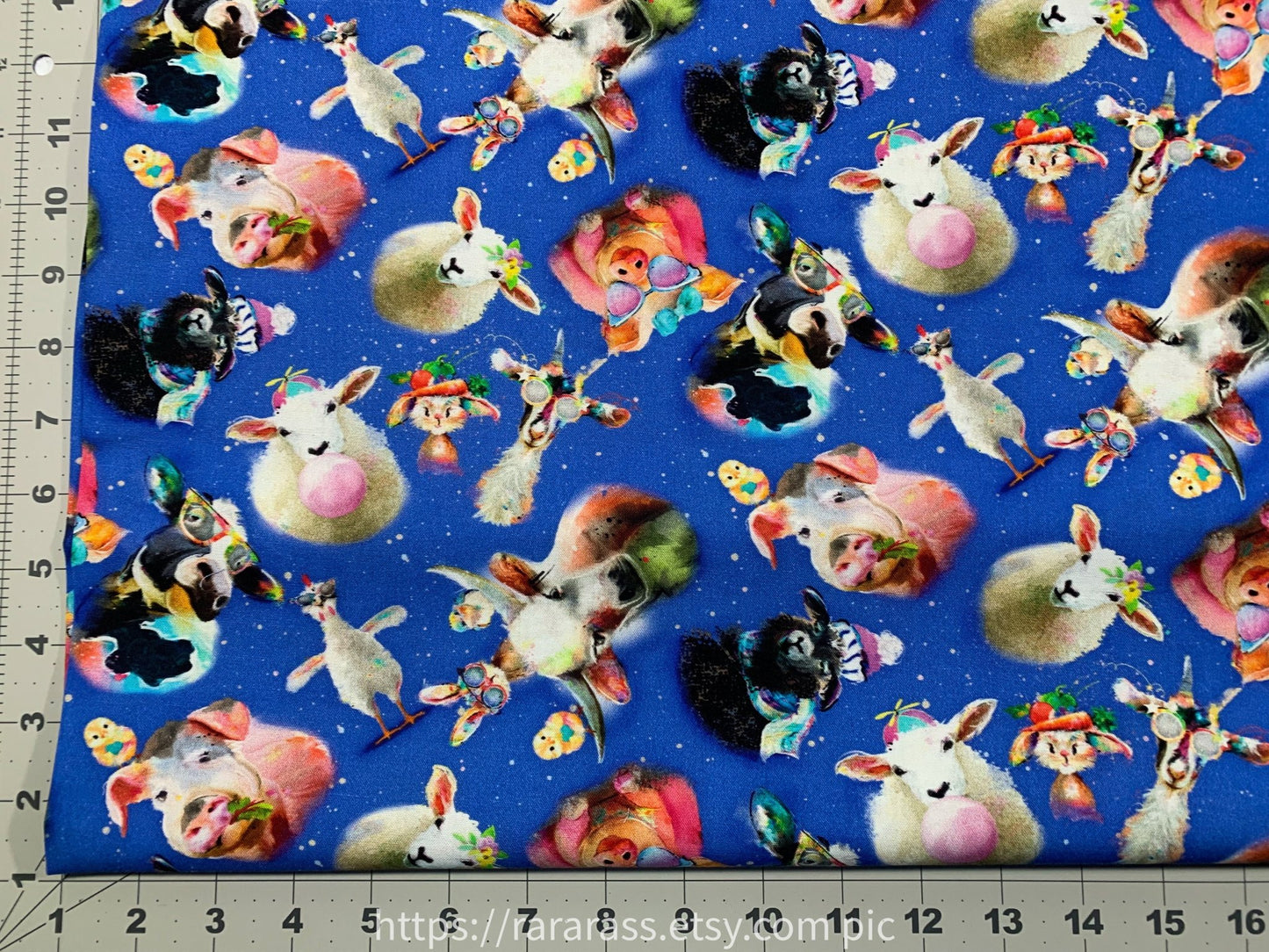 Back to the Farm Animal fabric 23043 goat pig - Mary Jo Fabrics