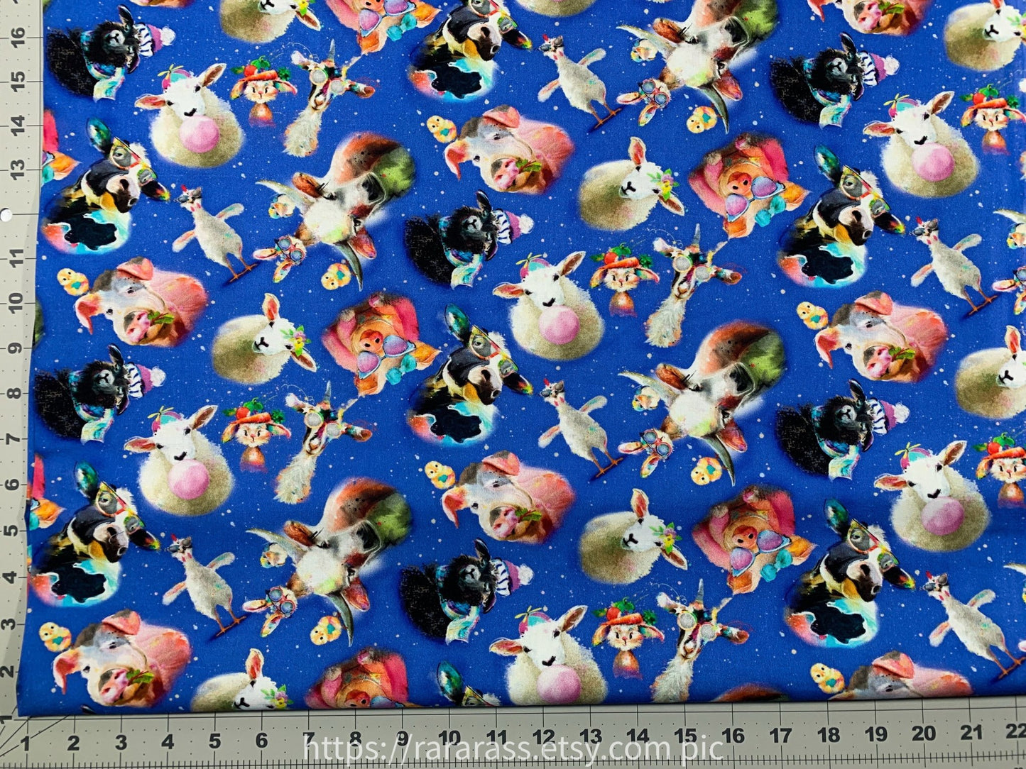 Back to the Farm Animal fabric 23043 goat pig - Mary Jo Fabrics