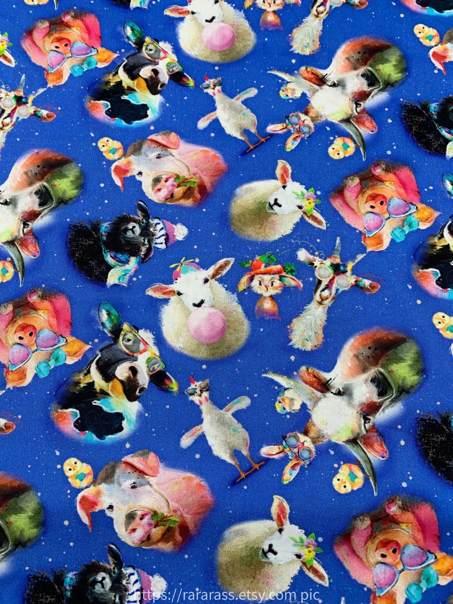 Back to the Farm Animal fabric 23043 goat pig - Mary Jo Fabrics