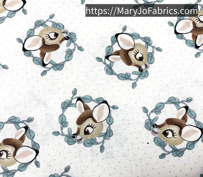 Bambi Fabric CP73467 White Bambi Deer - Mary Jo Fabrics