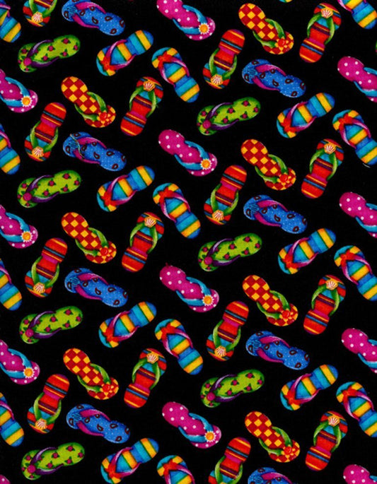 Beach flip flops fabric C2495 Beach cotton fabric - Mary Jo Fabrics