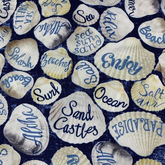Beach Seashells Fabric C8287 Beach Swim Sea - Mary Jo Fabrics