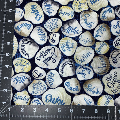 Beach Seashells Fabric C8287 Beach Swim Sea - Mary Jo Fabrics
