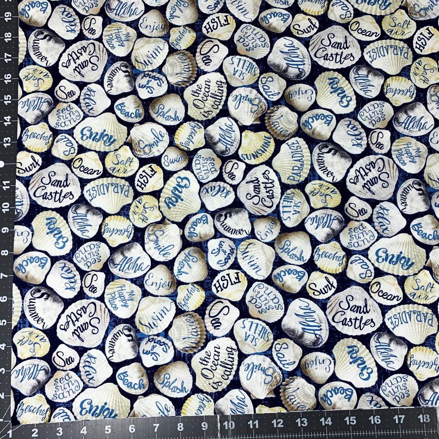 Beach Seashells Fabric C8287 Beach Swim Sea - Mary Jo Fabrics