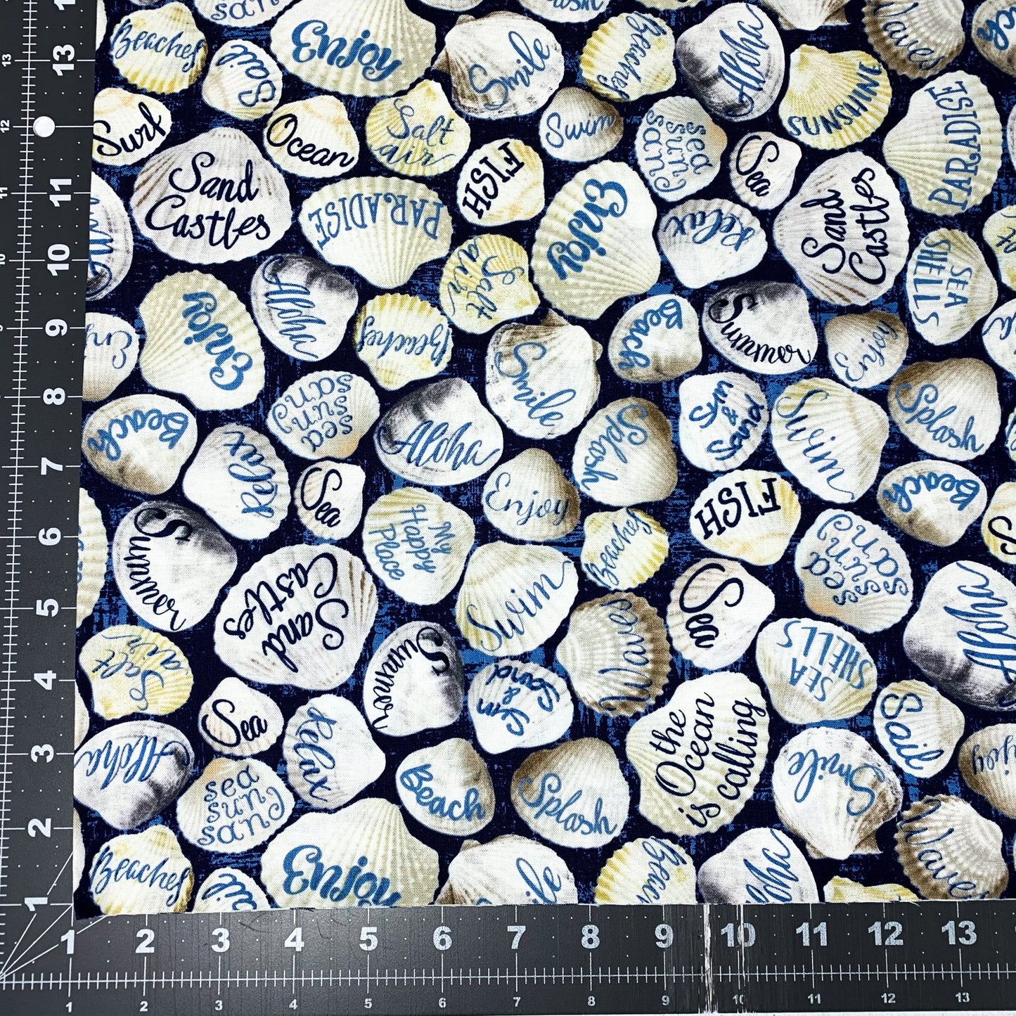 Beach Seashells Fabric C8287 Beach Swim Sea - Mary Jo Fabrics