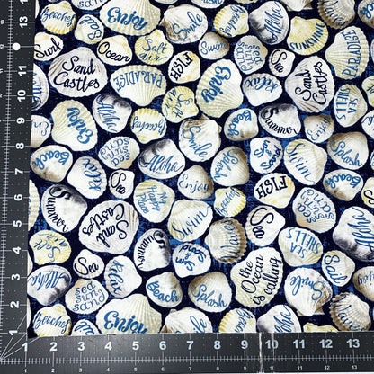 Beach Seashells Fabric C8287 Beach Swim Sea - Mary Jo Fabrics