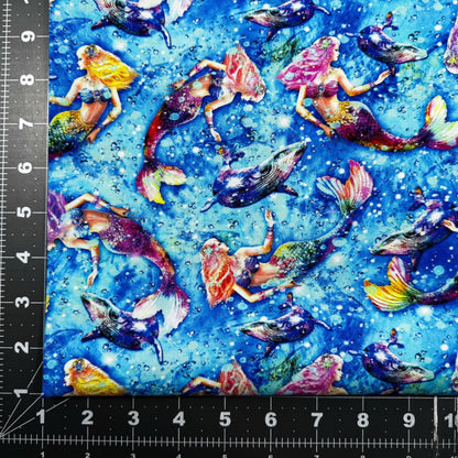 Beautiful Blue Mermaid Fabric 59 - 8571 Hidden Treasure - Mary Jo Fabrics
