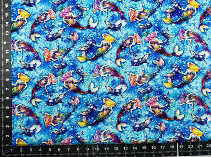 Beautiful Blue Mermaid Fabric 59 - 8571 Hidden Treasure - Mary Jo Fabrics