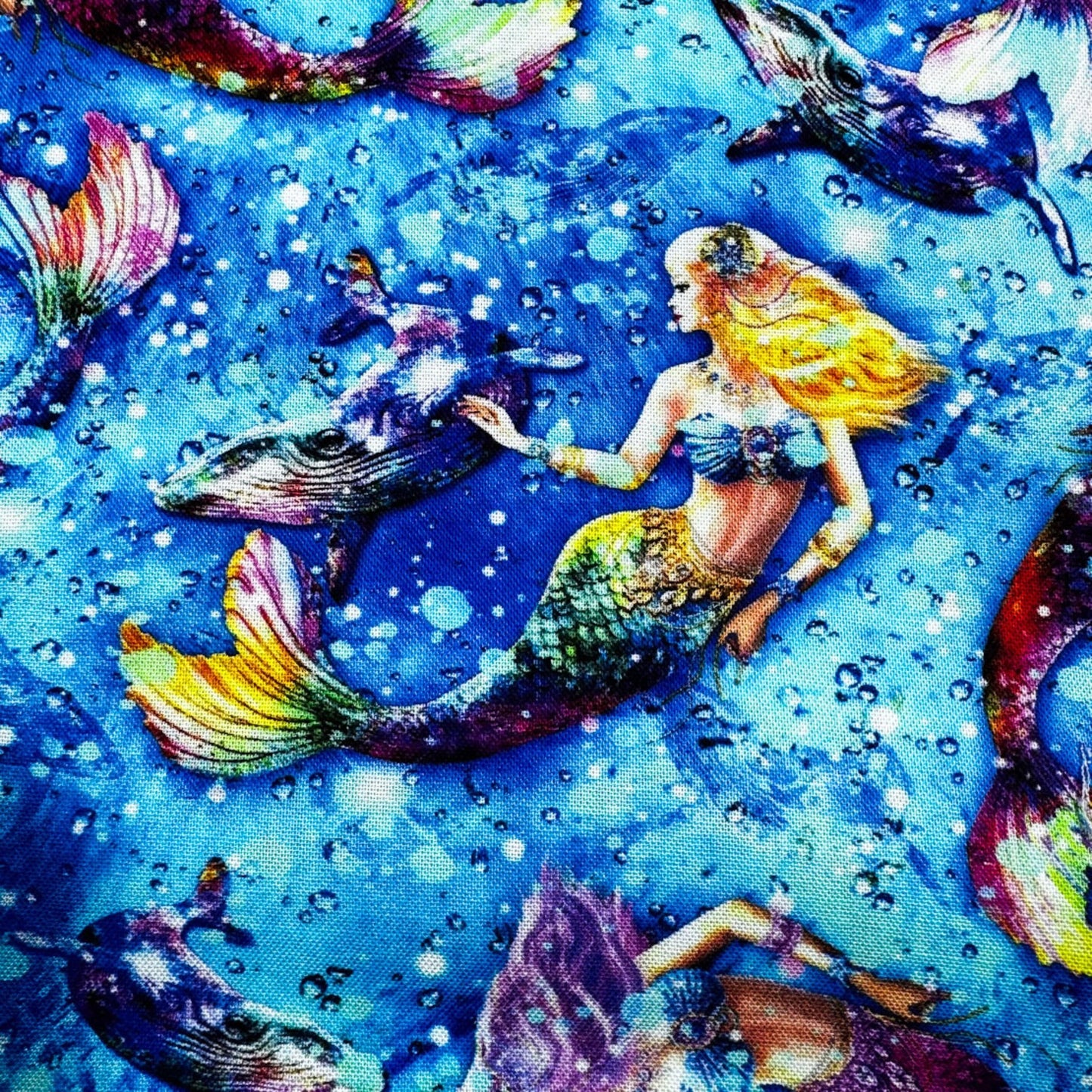 Beautiful Blue Mermaid Fabric 59 - 8571 Hidden Treasure - Mary Jo Fabrics