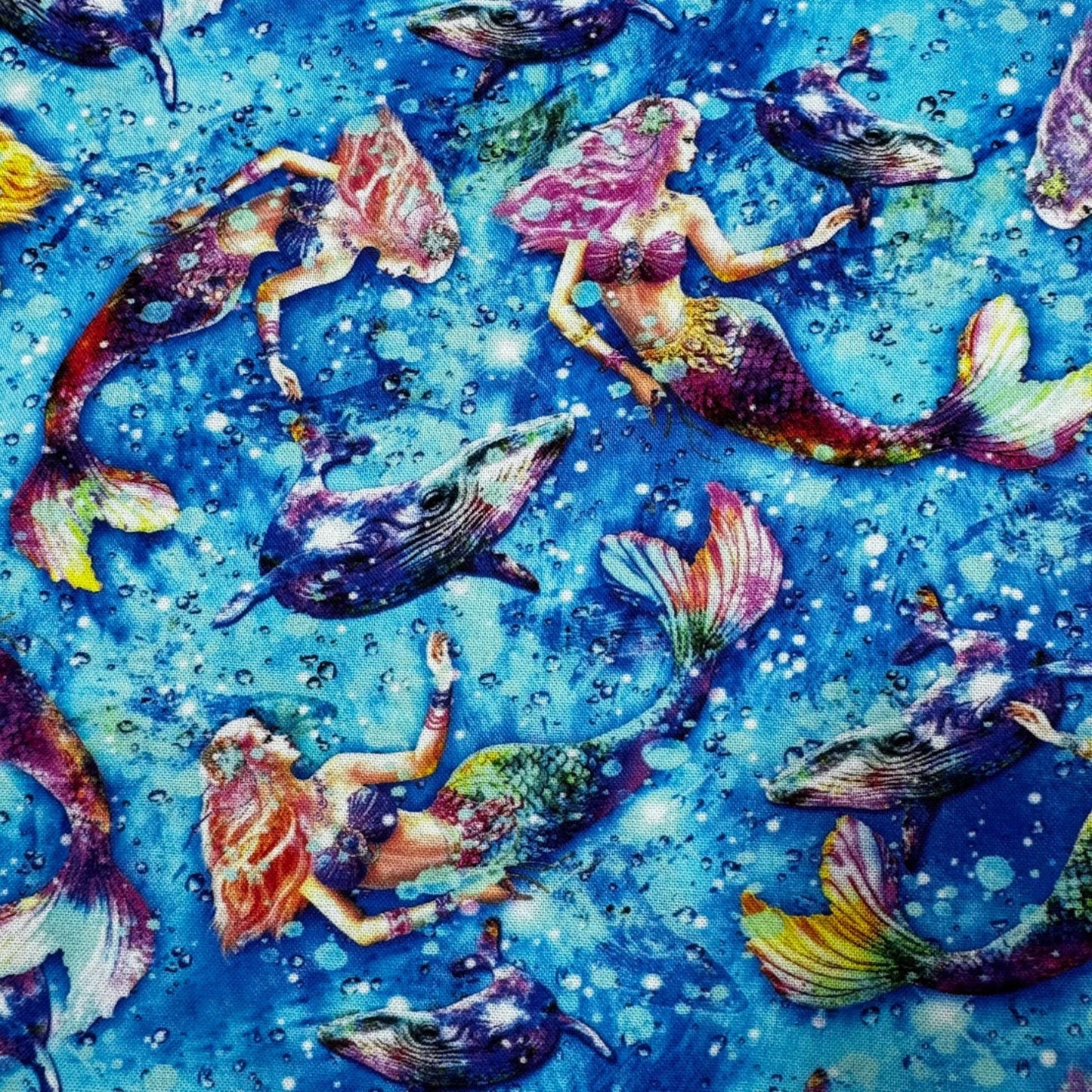 Beautiful Blue Mermaid Fabric 59 - 8571 Hidden Treasure - Mary Jo Fabrics
