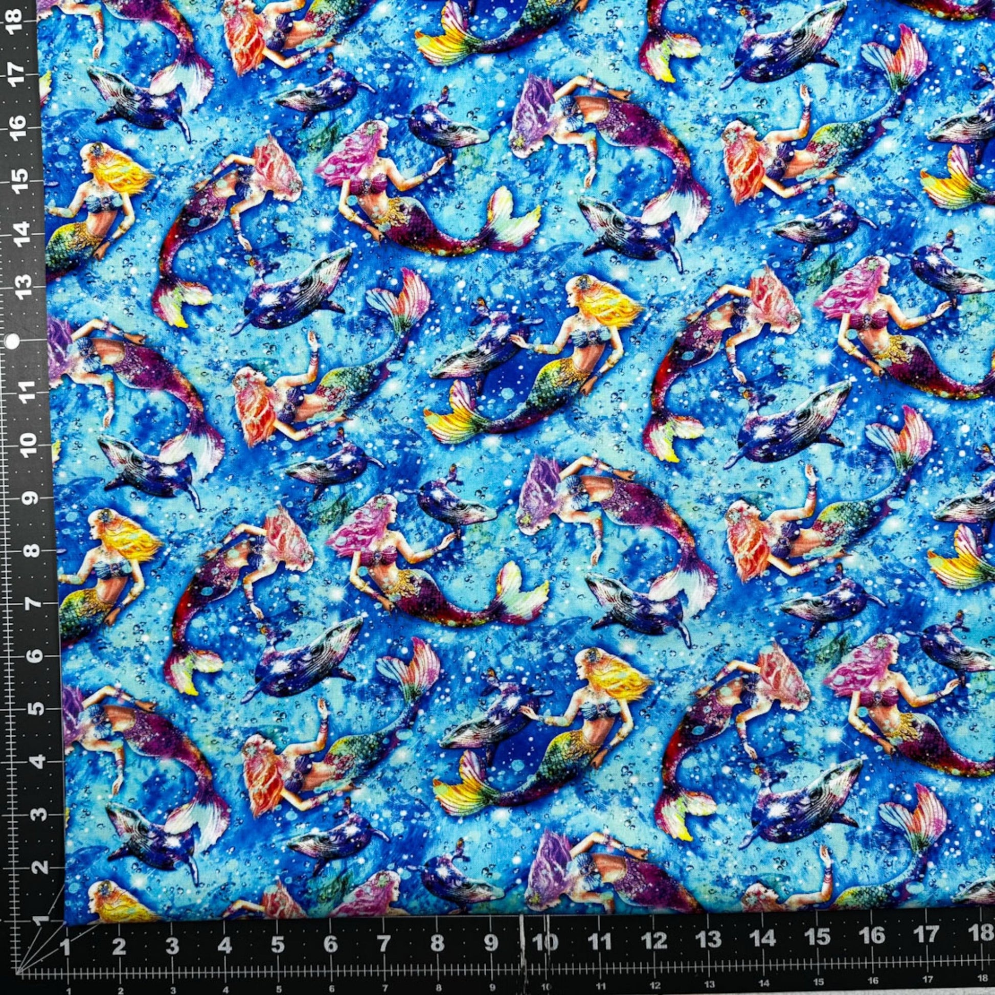 Beautiful Blue Mermaid Fabric 59 - 8571 Hidden Treasure - Mary Jo Fabrics