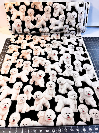 Bichon Frise Dog fabric C7526 cute puppy fabric - Mary Jo Fabrics
