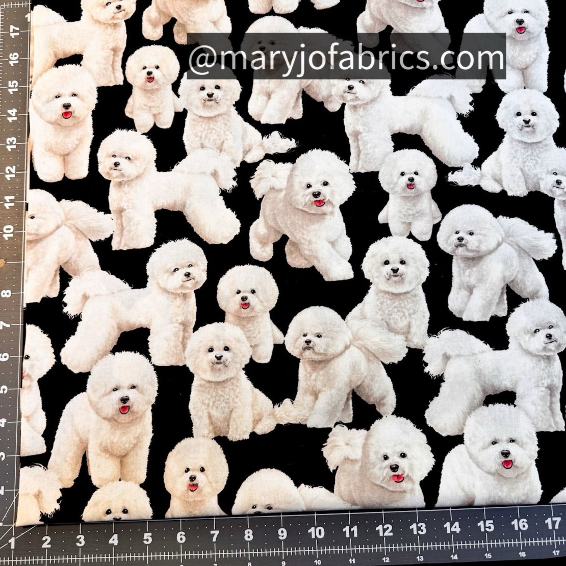 Bichon Frise Dog fabric C7526 cute puppy fabric - Mary Jo Fabrics