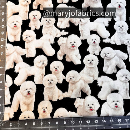 Bichon Frise Dog fabric C7526 cute puppy fabric - Mary Jo Fabrics
