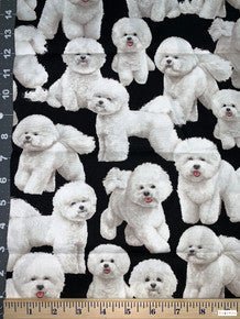 Bichon Frise Dog fabric C7526 cute white puppy fabric - Mary Jo Fabrics