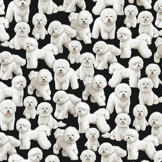 Bichon Frise Dog fabric C7526 cute white puppy fabric - Mary Jo Fabrics